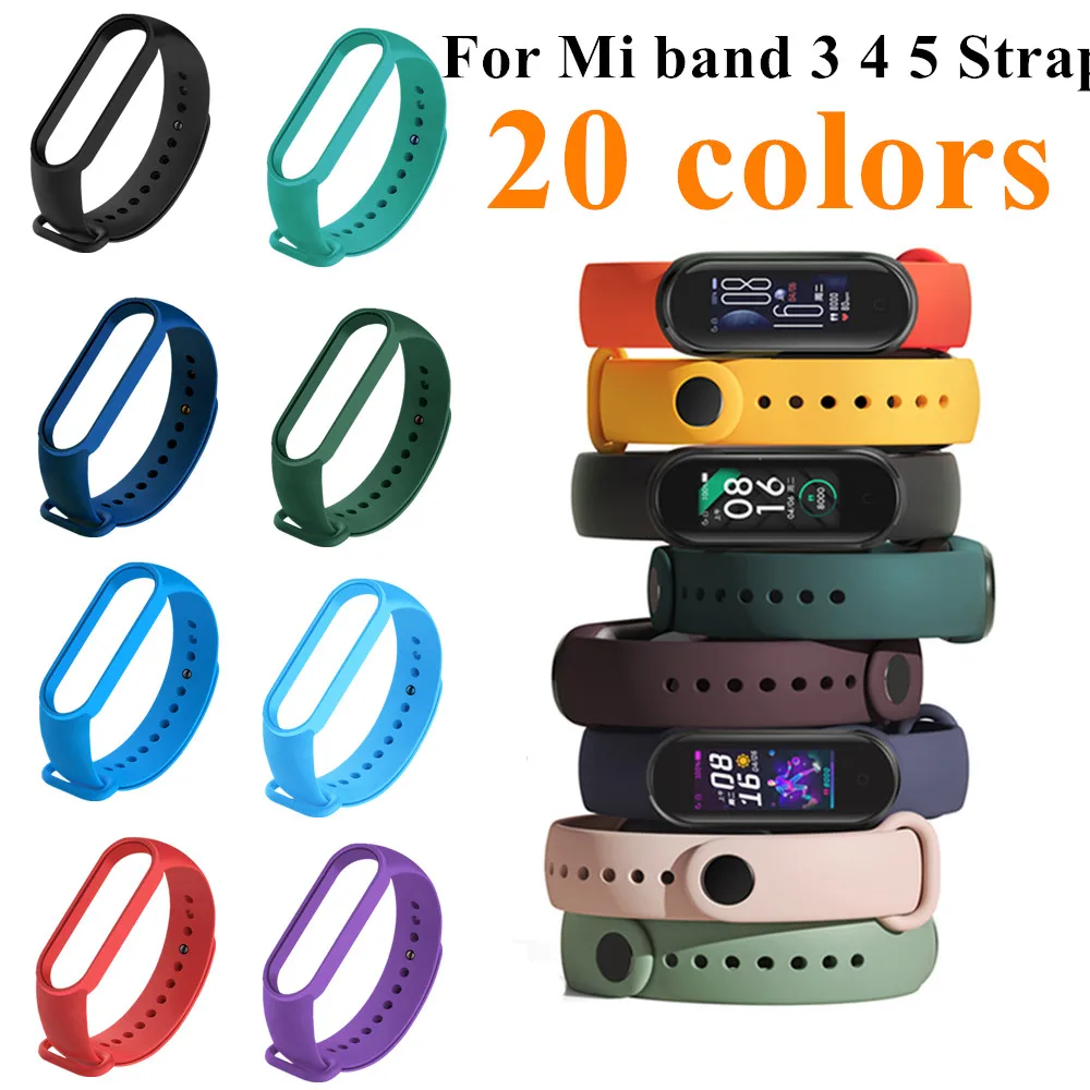 Силиконовый ремешок-браслет для mi band 3 4 5 аксессуары Miband сменный Браслет