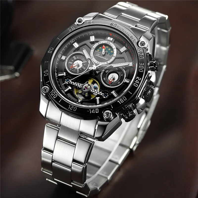 FORSINING Tourbillon автоматические механические мужские наручные часы военные