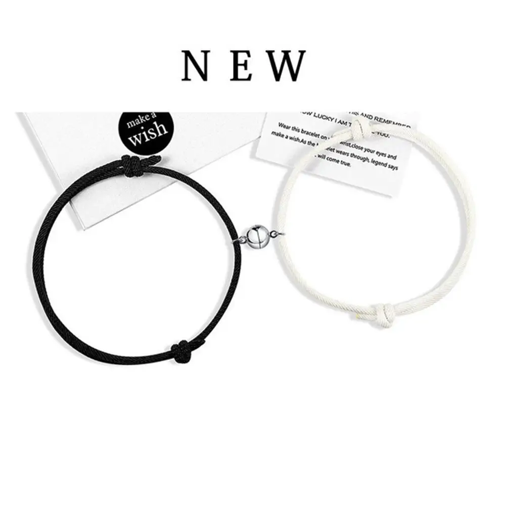 

2 Pcs/set Couple Magnet Attract Creative Couple Bracelet Men Jewelry Women Charm Friendship Lover Bracelet Gift S D3L4