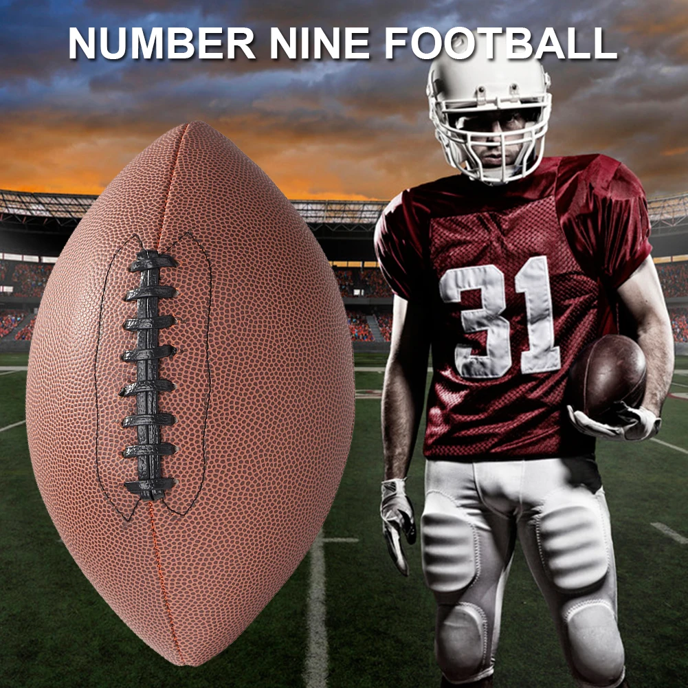 

Portable Size 9 Retro PU American Football Rugby Ball with Ball Net Needle Rugby Training Practice Games for Adult Children Gift