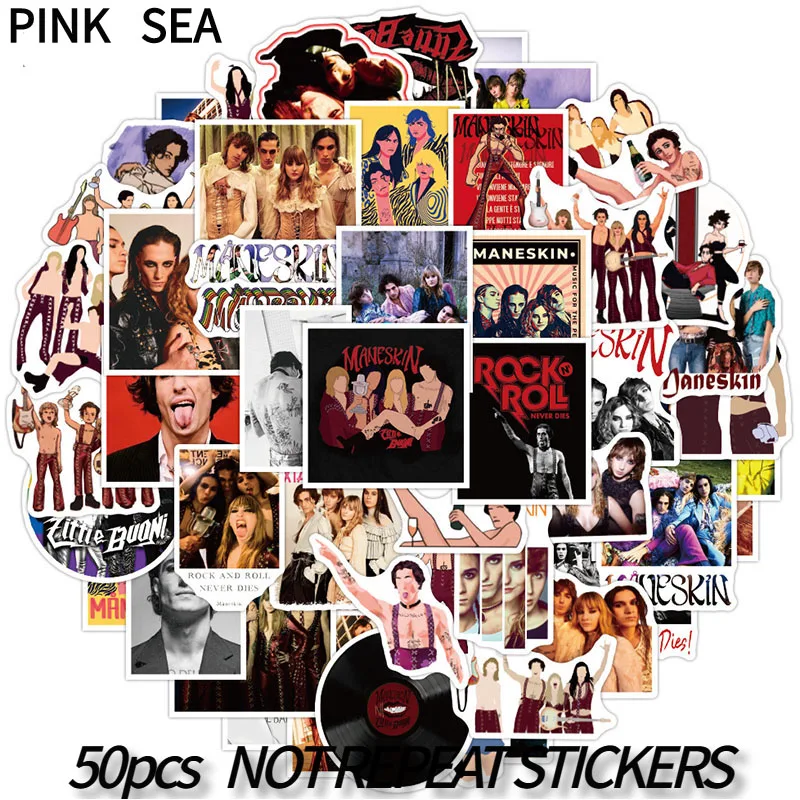 10/30/50Pcs/set Maneskin Rock Band Cartoon Mixed Graffiti Stickers For Laptop Case Helmet Suitcases Skateboard Gift Diy Luggage