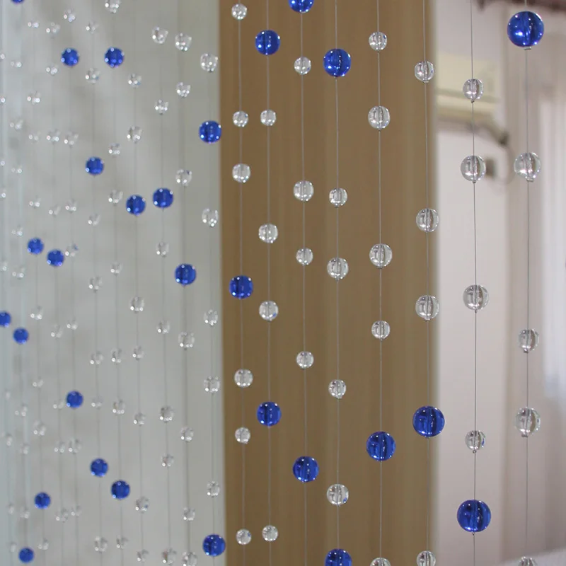 

Stylish interior home decoration curtains handmade bead curtains blue crystal glass beads wedding party Ornaments