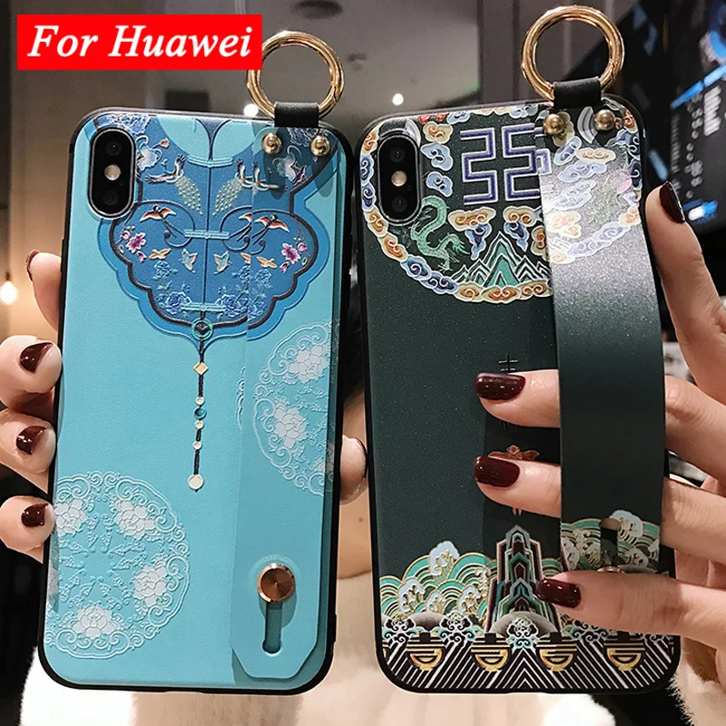 Nova 5T чехол 3D тиснение Ретро ТПУ ремешок держатель телефона для Huawei P40 P30 P20 Pro Lite Mate