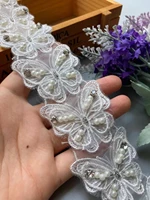 20 x white ribbon double butterfly rhinestones embroidered lace trim fabric handmade diy sewing craft for hat shoes decoration