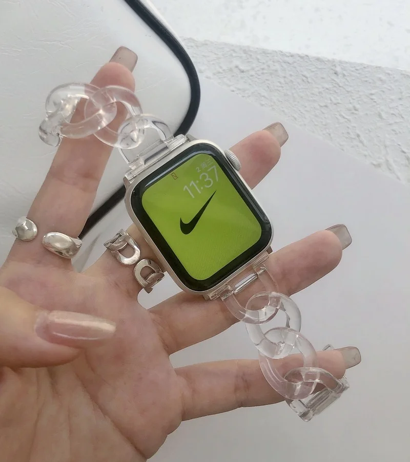 

Applicable Apple Watch6/5/4/3 SE Transparent Resin Strap Apple Watch Transparent Small Fragrance Strap Smart Accessories Belt