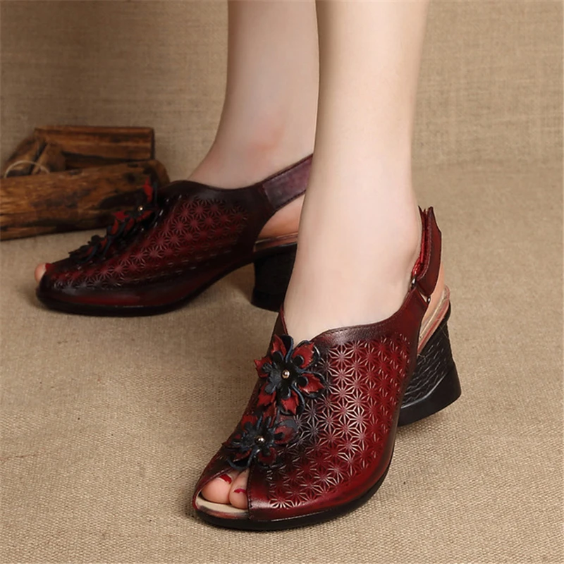 Повседневные женские босоножки из натуральной кожи Женская обувь на платформе