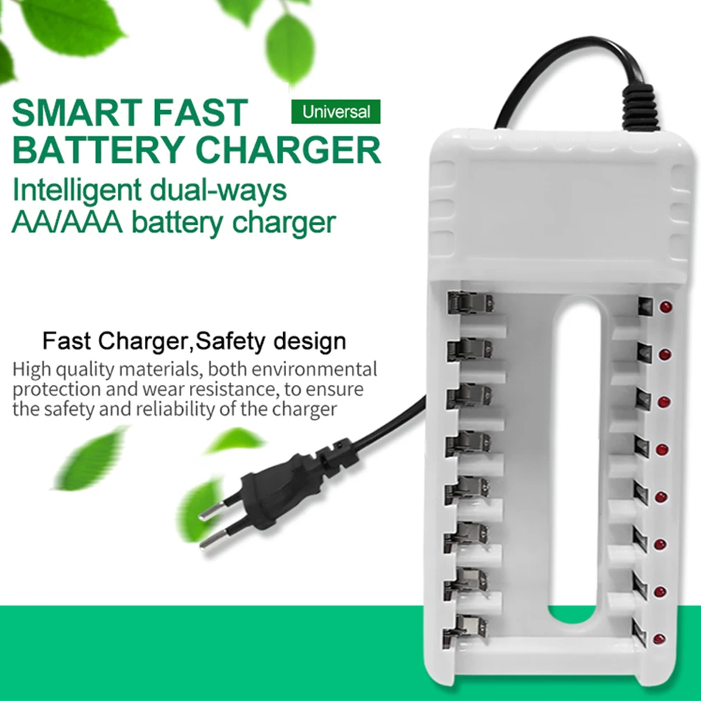 DC110-230V EU US 8 Slots Rechargeable Battery Charger Output Fast Charging Short Circuit Protection for AAA/AA Battery Charger