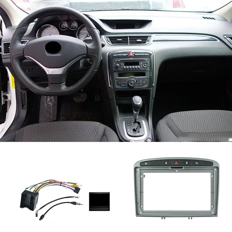 

9Inch Car Stereo Fascia Panel Frame DVD Panel Bezel Frame Installation Trim Kit Fit for PEUGEOT 308 408 2008-2016