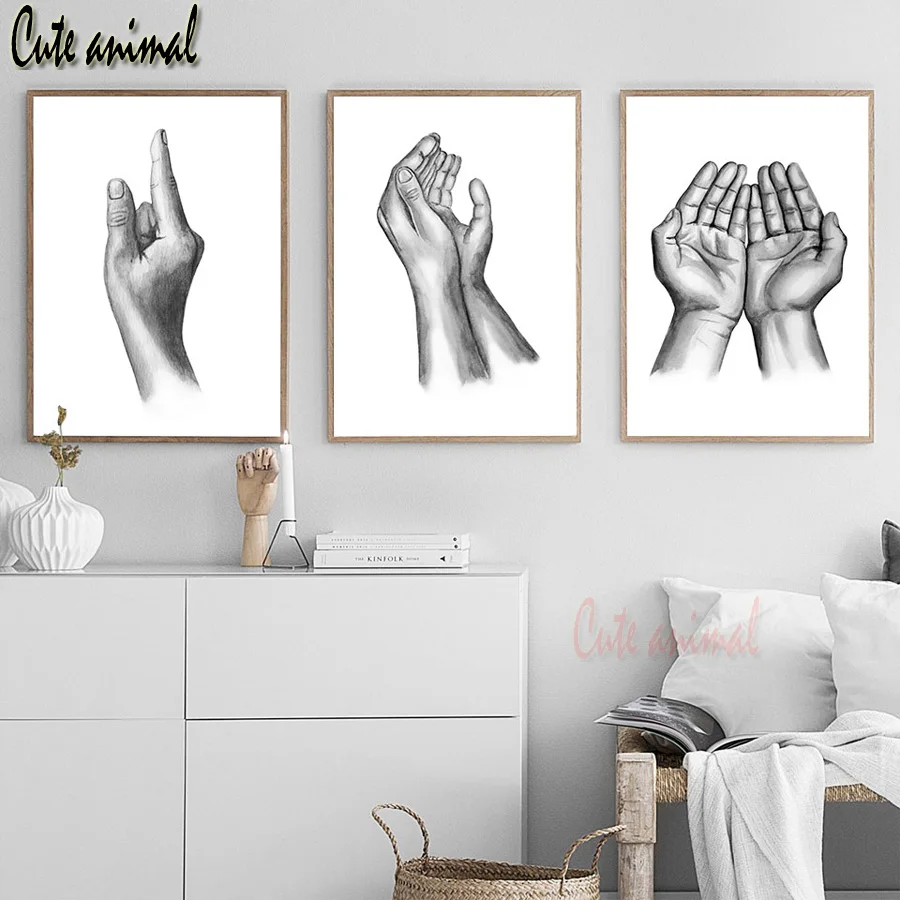 

DIY Diamond Embroidery Black and White Pious Prayer Hands Diamond Painting Triptych Cross Stitch square Drill Mosaic Decoration