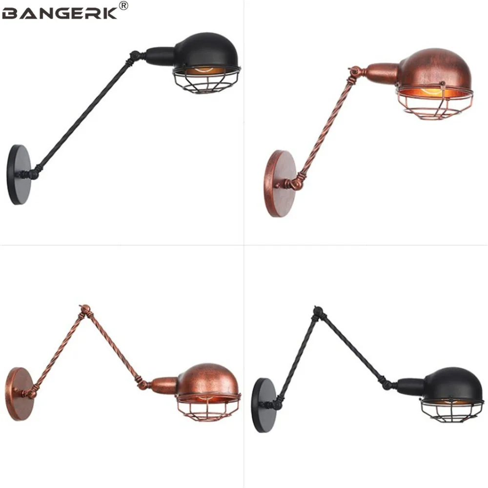 

DIY Adjust Bedside Wall Lamp Industrial Long Arm LED Wall Light Vintage Loft Iron Wall Lights Home Decor Lighting Luminaire