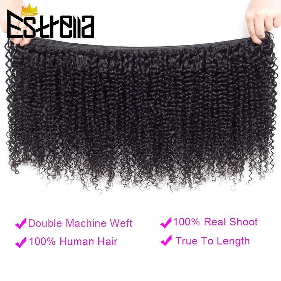 Estrella 100% человеческие волосы пряди кудрявые вьющиеся Remy бирманские 8-26 дюймов
