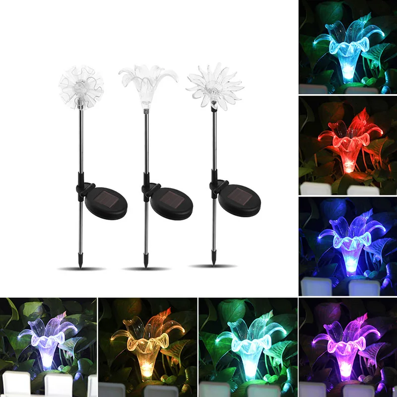 

2020 LED Solar Outdoor Lights Solar Flower Lamps Landscape Lighting For Patio Backyard Lawn Home garden decoration 7 colors
