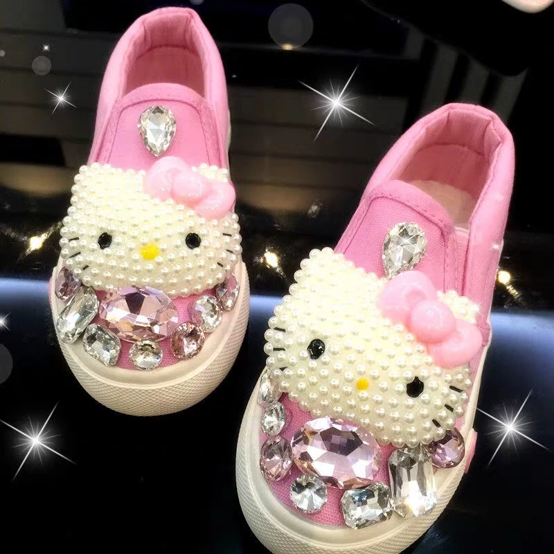 Детская парусиновая обувь детские светящиеся ботинки с кристаллами для