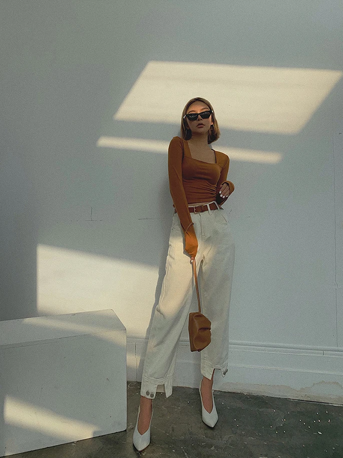 2019 Новая мода Женская одежда прямые джинсы осенние свободные девять брюки для