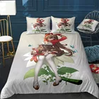 Genshin ударный Янтарный пододеяльник удобное одеяло домашний декор Универсальный комплект постельного белья постельное белье + наволочка 3 шт.