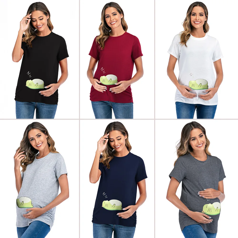 

Women Maternity Short Sleeve Cartoon Print Tops T-shirt Pregnancy Funny Clothes for Pregnant Maternity Hot Sale T-shirt 3xl