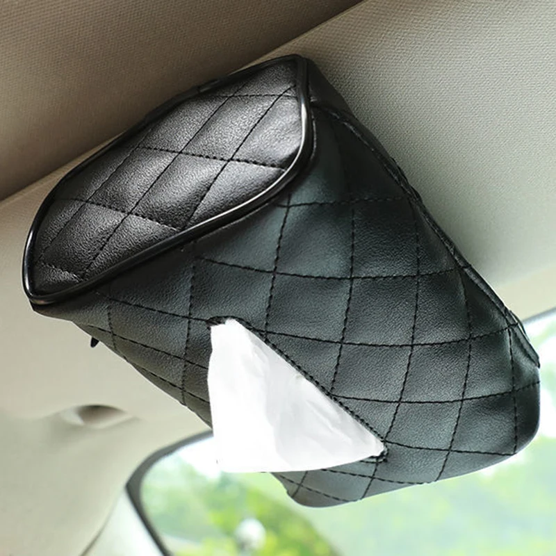

1 Pcs Black Tissue Boxes with Disposable Napkins Tissue Boxes Car Accessories Tissue Bag Organizer Car Decoration Auto Storage
