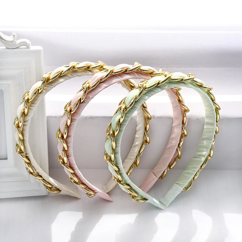 Обруч для волос Женский металлический тонкий в стиле панк голова из ткани |