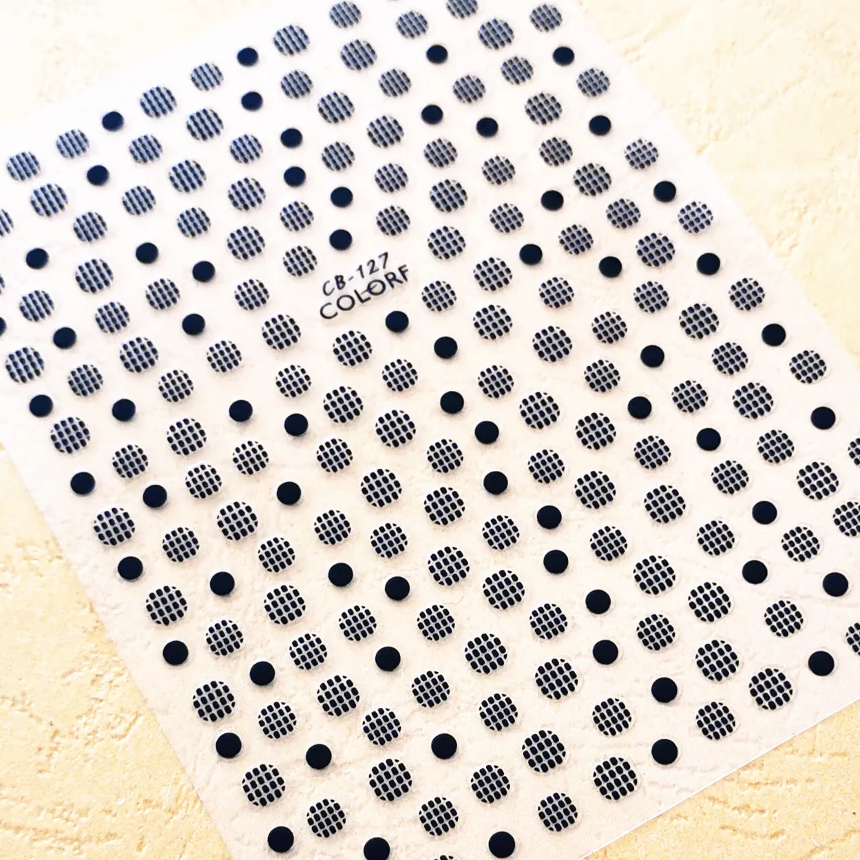 

Newest 3D Black Dots Design Self Adhesive Decal Stamping Back Glue DIY Decoration Tips Nail Stickers CB-127