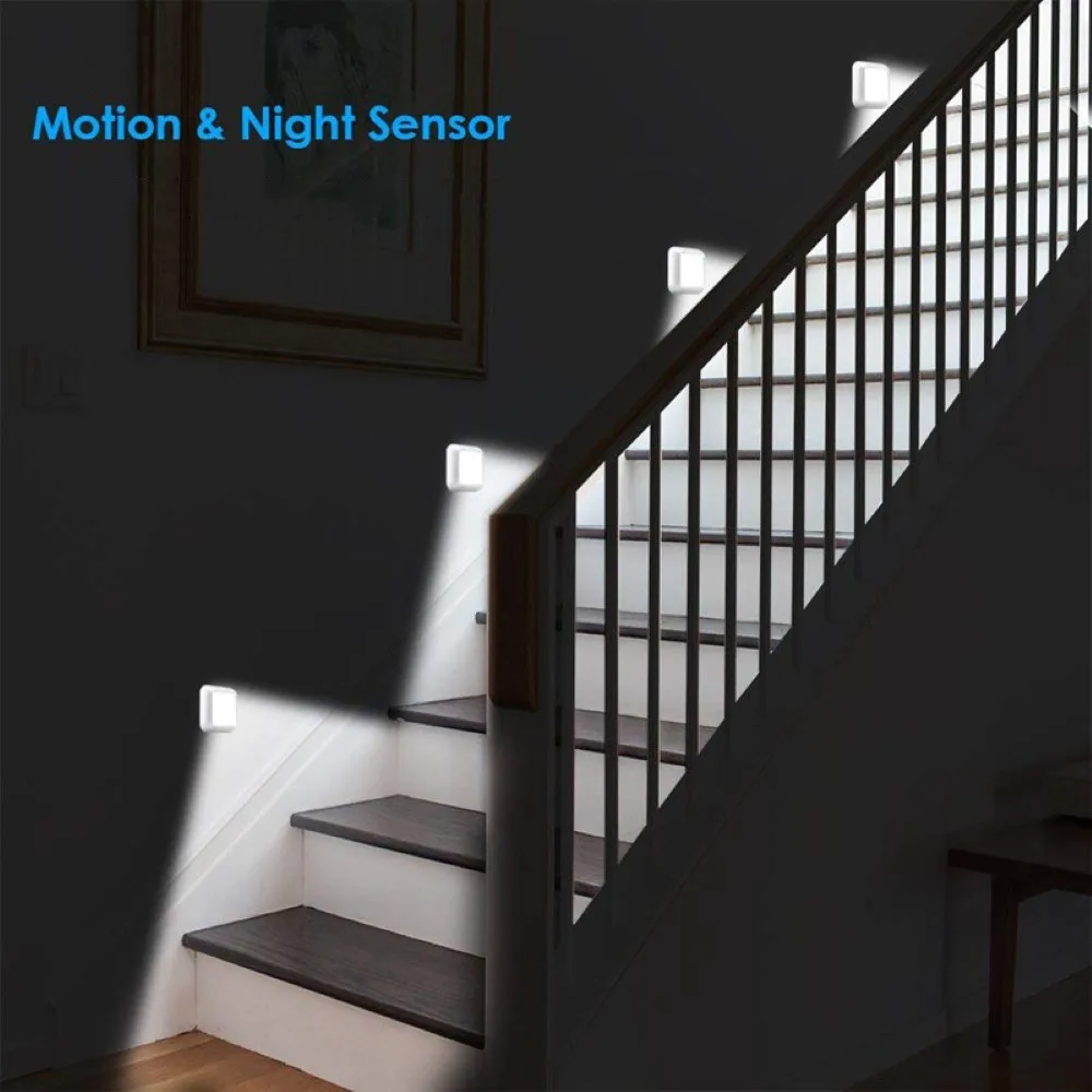 

Night Light Motion Sensor Wall Closet Under Cabinet Stair 6 LED Wireless Lamp for Stairs Kitchen Bedroom Bedside