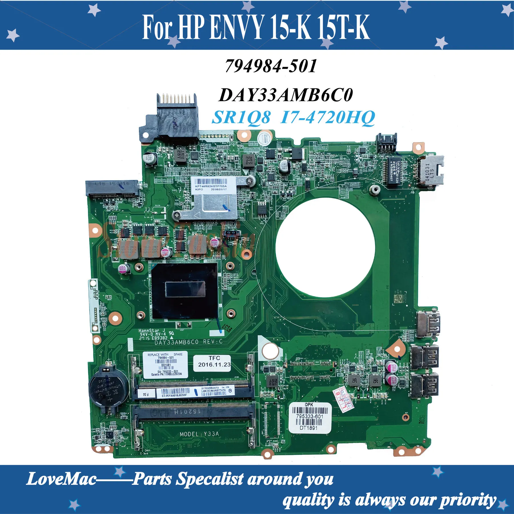 Высокое качество 794984-501 для ноутбука HP ENVY 15-K 15T-K материнская плата DAY33AMB6C0 Y33A HM87 SR1Q8