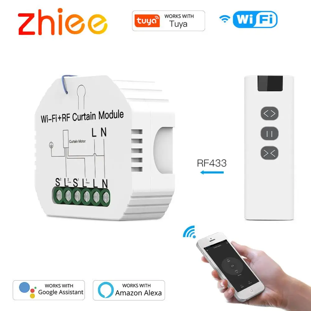 ZHIEE Wi Fi RF умный модуль для штор переключатель с роликовым затвором беспроводной