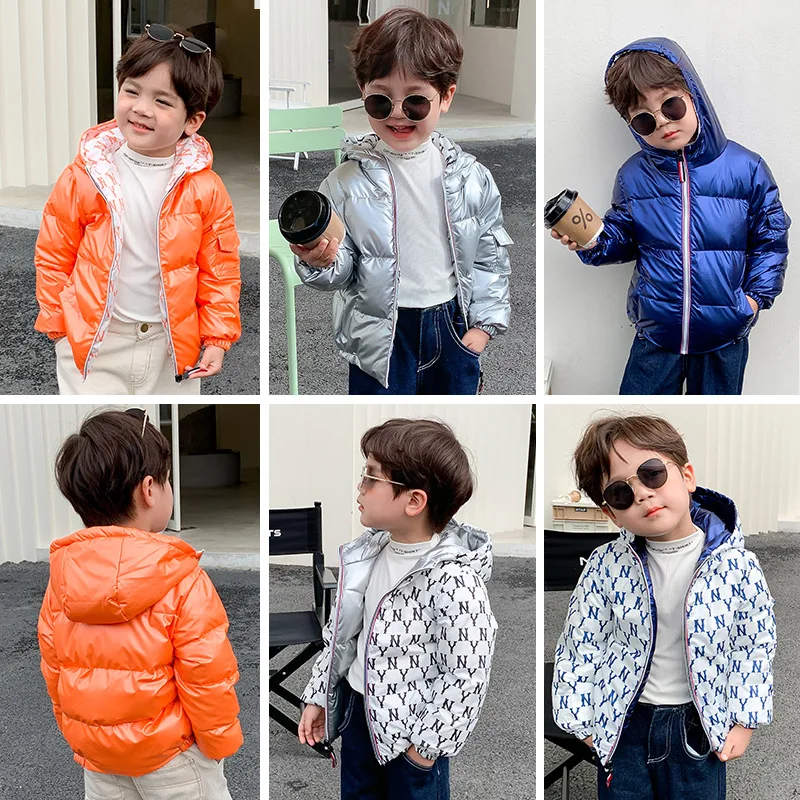 

Children's Down Jacket Autumn and Winter New Double-Sided Wear Thick Down Jacket Boys and Girls Cold-Proof Jacket 2-6 Yrs