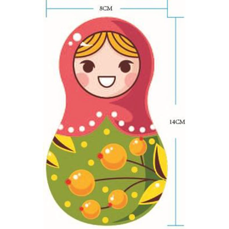 Наклейка на стену в виде русской куклы виниловая Водонепроницаемая декоративная