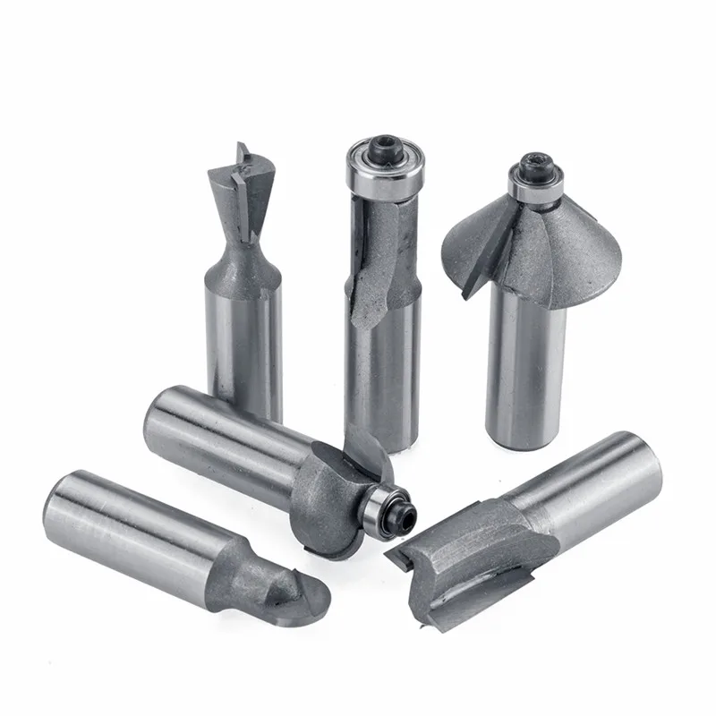 

12Pcs / 15Pcs 1/4" Trimming Machine Milling Cutter Tungsten Carbide High Abrasion Resistance Shank Hand Trim Router Bits Set