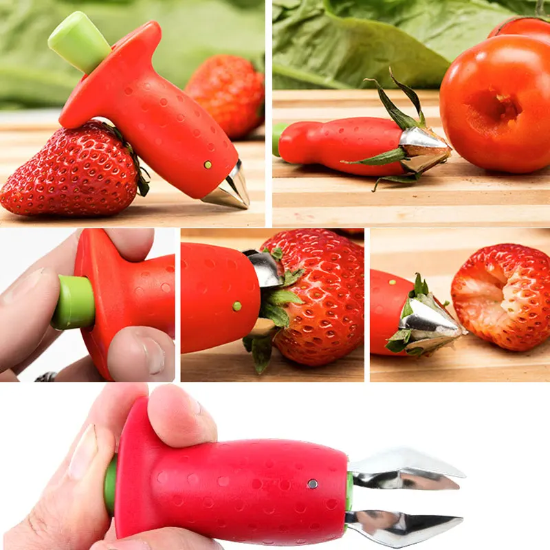 

1Pcs Strawberry Huller Fruit Leaf Remover Kitchen And Gadgets Accessories Metal Stalks Plastic Stem Remover Kitchen Tools