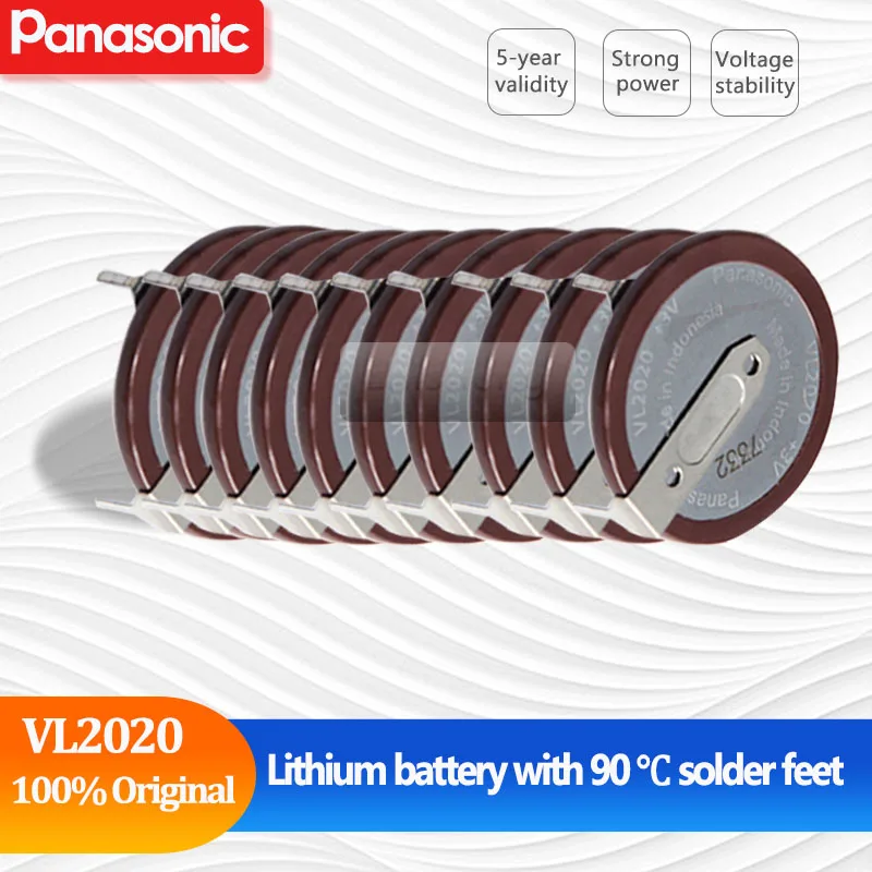 100 шт. 100% оригинальный Panasonic VL2020 2020 3 в 20 мАч перезаряжаемая литиевая батарея с 90