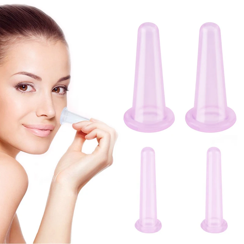 4 шт./компл. силиконовый массажер для лица вакуумных банок вакуумные банки