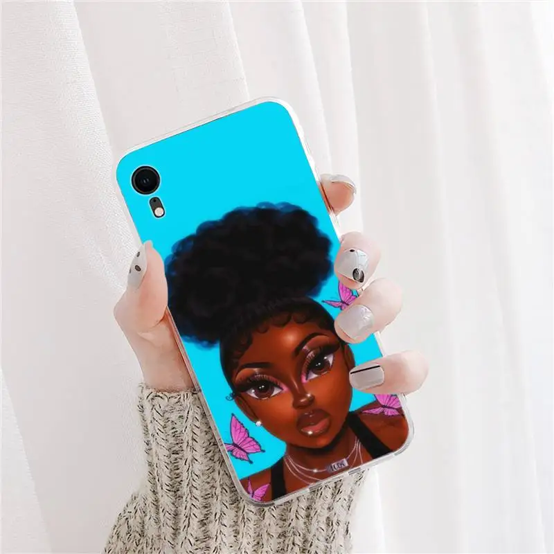 

YNDFCNB Cute black girl Phone Case For iPhone X XS MAX 11 12 pro max 6 6s 7 7plus 8 8Plus 5 5S XR se 2020 case