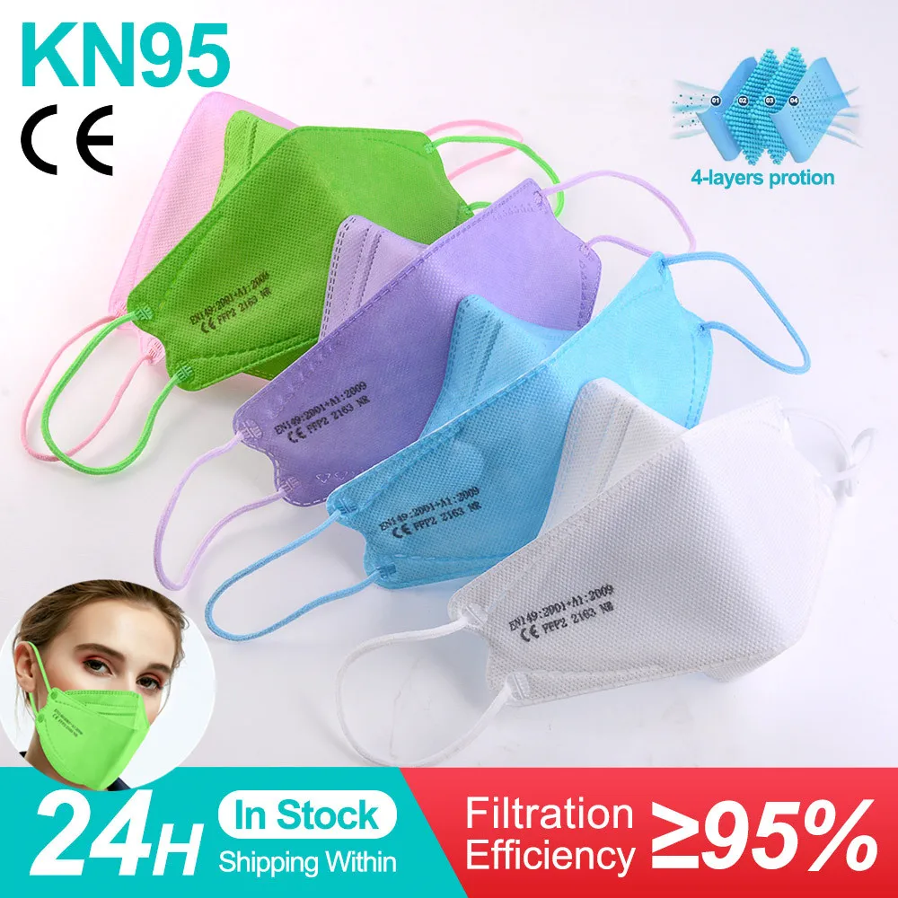 Маска FFP2 многоразовая FFP3 для взрослых и рыбок респиратор защитный CE розовый FPP2 KN95