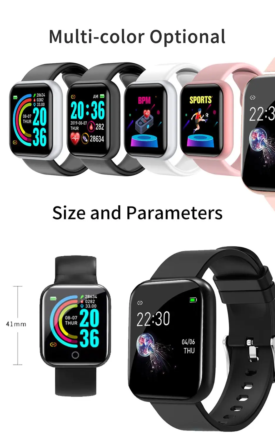 i5 Smart Watch IP67 Waterproof Heart Rate Monitor Y68S SmartWatch Fitness Bracelet Tracker Band Y68 D20Support dropshipping | Электроника