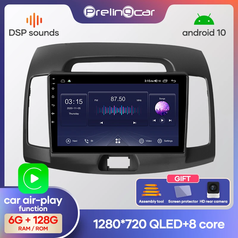 Prelingcar для Хендай Элантра авто магнитолы До 4G+64G Android 10 8 ЯДЕР DSP Навигация GPS