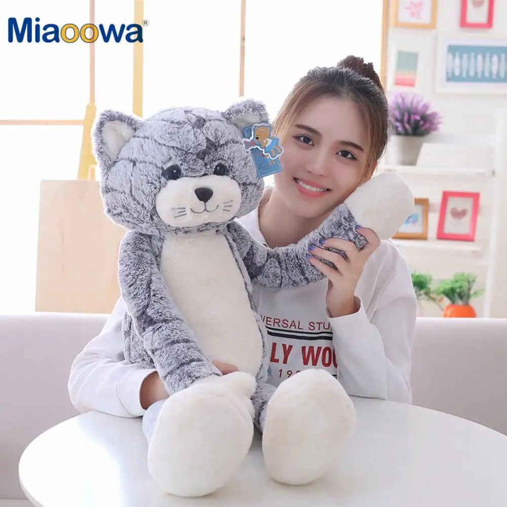 50-90 см милая плюшевая игрушка, мягкая черная Серая кошка, плюшевые игрушки, милая аниме кошка, кукла на день рождения, Рождество, подарок для детей, кукла для малышей