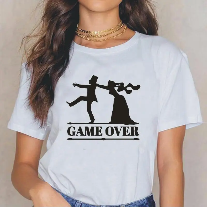 

Funny Game Over Bride Groom Bachelor Party T Shirt Women Summer Short Sleeve Fashion Tee Shirt Femme Casual Harajuku Tee Shirt