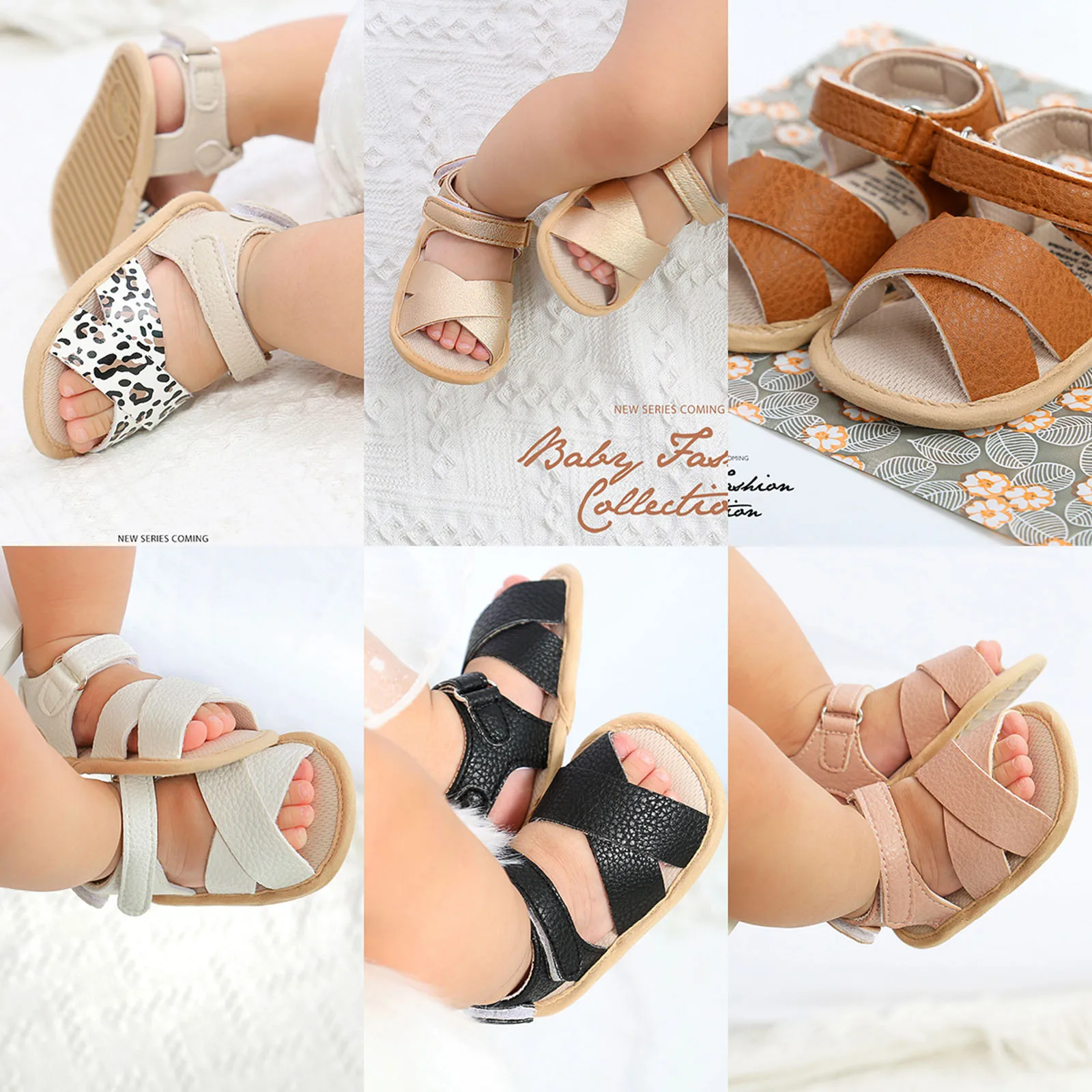 Сандалии для малышей и детей мягкая кожа нескользящая резиновая подошва уличные