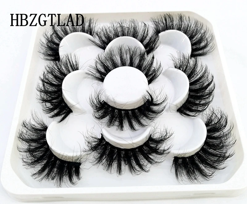 

5 Pairs mink eyelashes 25mm lashes fluffy messy 3D mink Lashes wholesale, 4 pairs natural Long Thick false eyelashes extension