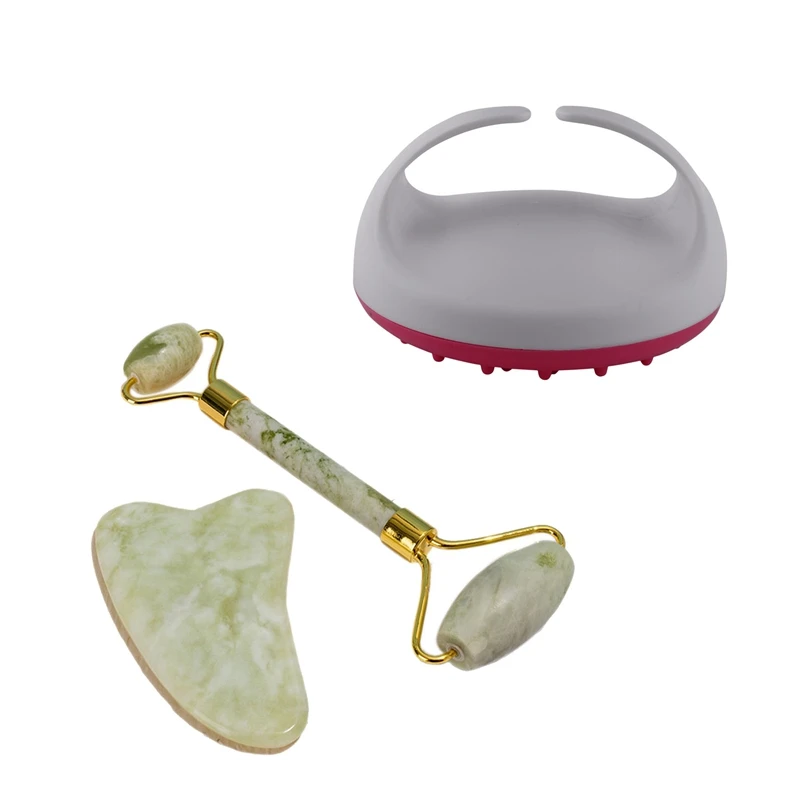 

1 Pcs Bath Shower Anti Cellulite Full Body Massage Brush & 1 Set Massager For Face Jade Roller Facial Skin Care Tools
