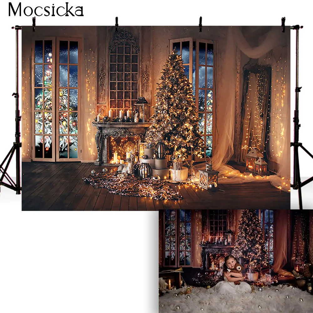 Фон для детской фотосъемки с изображением зимнего снега Рождественский фон