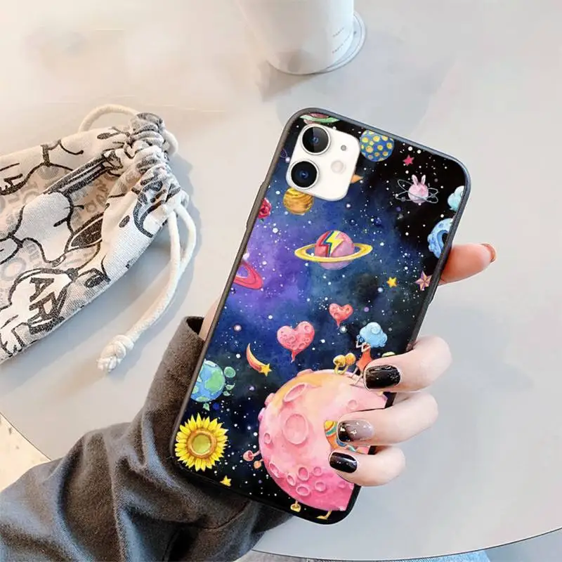 

space Travel plane Phone Case for iPhone 12 11 mini pro XS MAX 8 7 6 6S Plus X 5S SE 2020 XR