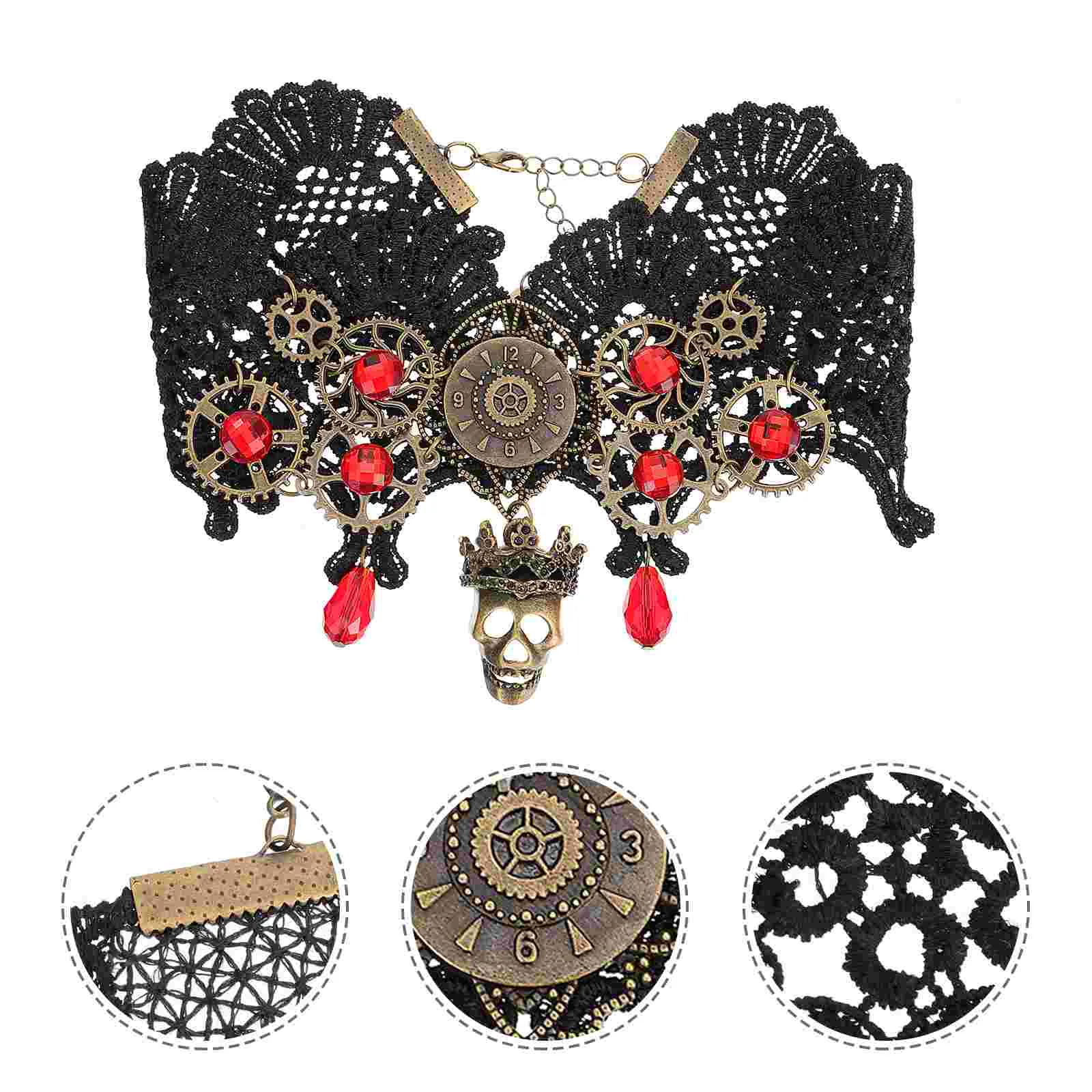 

Gothic Choker Dangle Necklace Lace Necklace Bone Model Choker