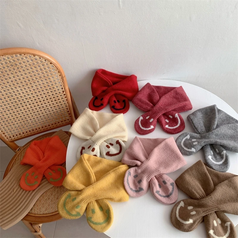 

Kids Children Knitted Scarves Neck Warmer Thicken Cartoon Cross Neckchief Scarf
