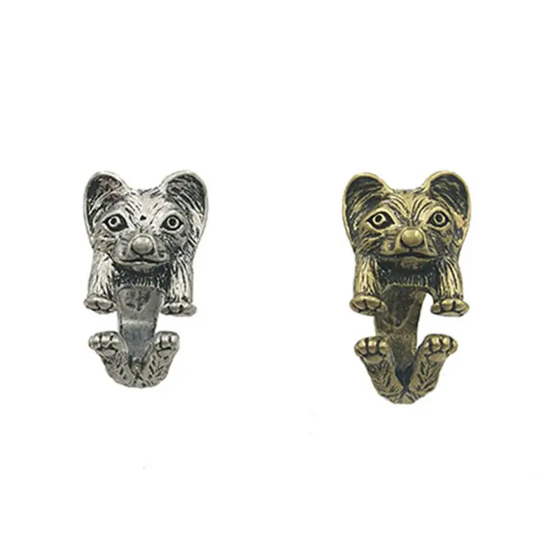 Модное регулируемое винтажное мужское кольцо милое кольцо-бабочка с собакой для