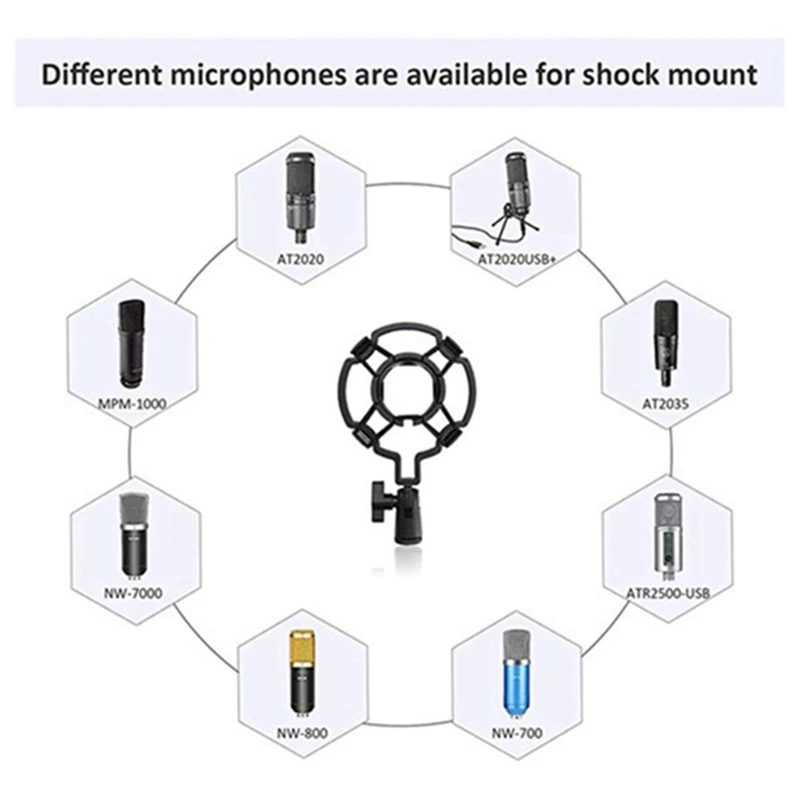 

Microphone Shock-Absorbing Bracket,with Microphone Spray-Proof Foam Cover and 5/8 to 3/8 Screw Adapter,for Various Mics