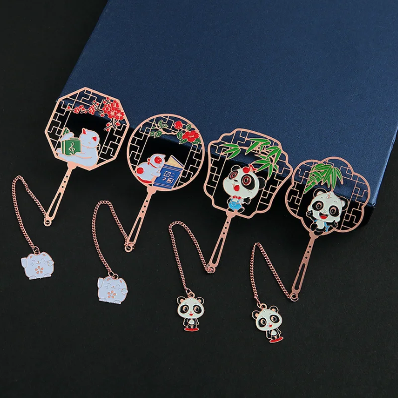 

1pc Kawaii Panda Sector Pendant Bookmark Cute Metal Pattern Book Mark Page Folder Decoration Office School Supplies Stationery