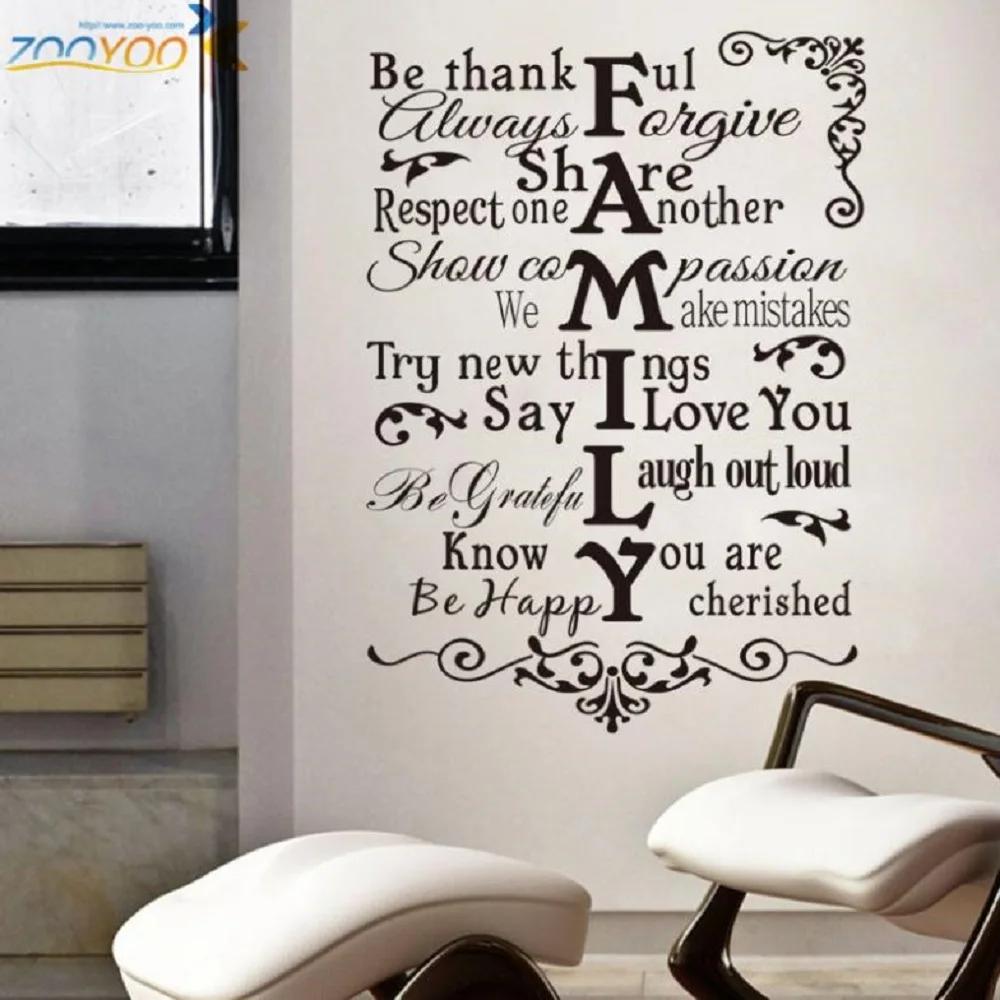 

House Rules Wall Stickers Home Decorations Zooyoo8224 Living Room Design Home Decoration Sticker 3d Removable Vinyl Wall Decals