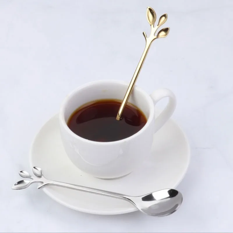 Винтажная Изысканная маленькая кофейная ложка в форме ветки столовые приборы